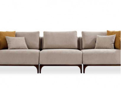 Luxury living room sofa modern design wood with textiles three-seater